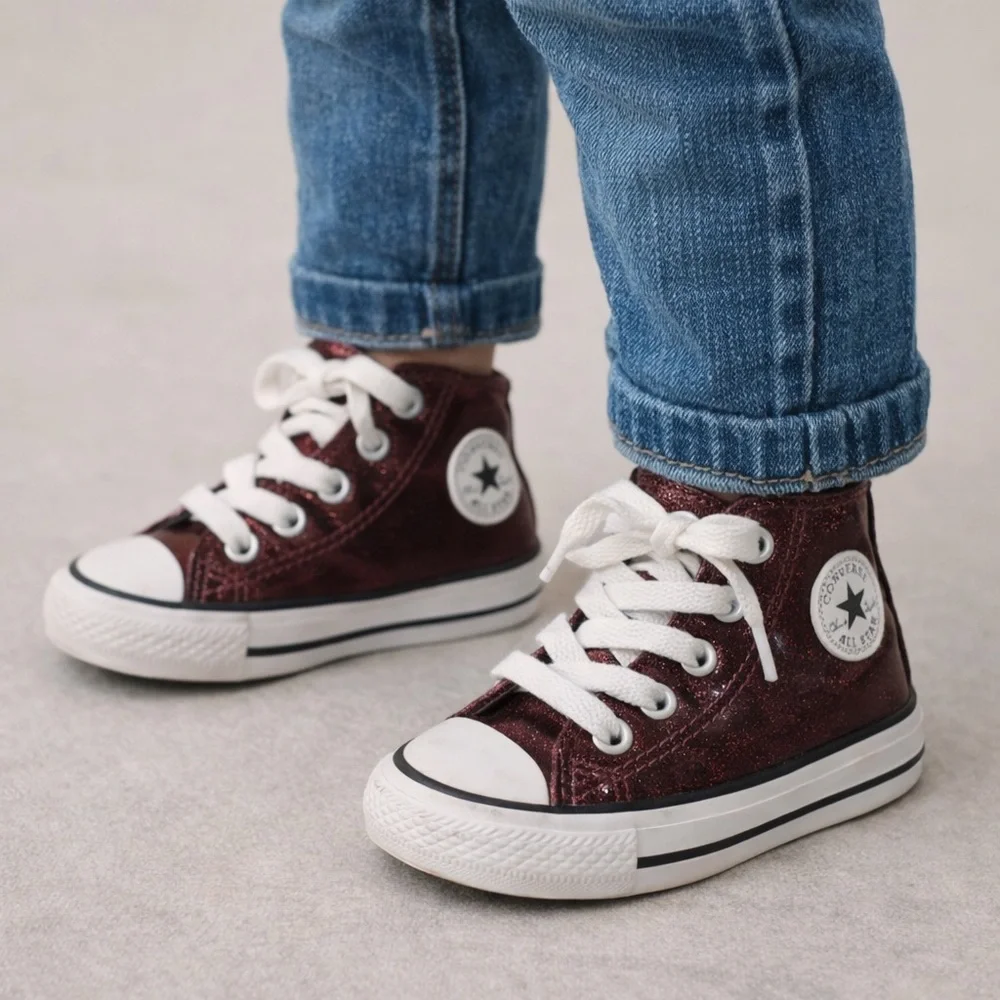 Converse Chuck Taylor All Star Glitter Burgundy Hi-Top Toddler 7 / EU 23